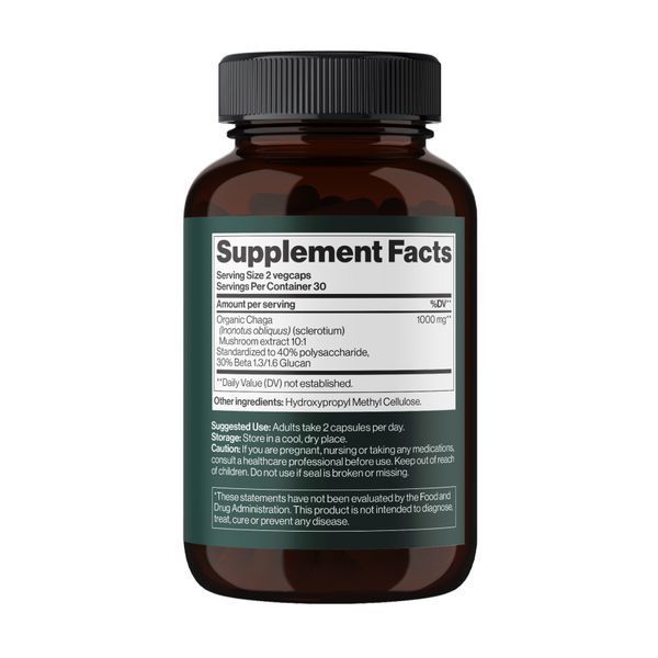 Chaga Mushroom 1000 mg - 60 vegcaps (Повреждена банка) 2024-11-0092 фото