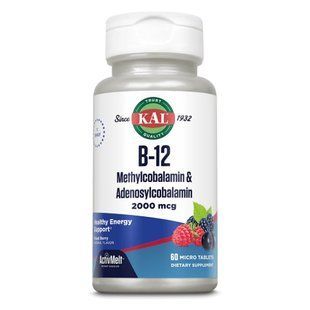 B-12 Methylcobalamin and Adenosylcobalamin 2000mcg - 60 tabs 2022-10-1768 фото