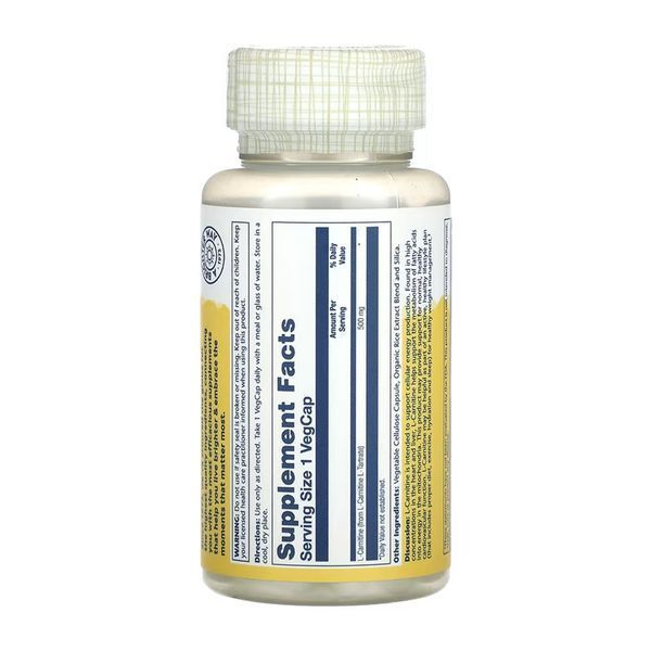 L-Carnitine Free Form 500mg - 30 vcaps 2023-10-6972 фото