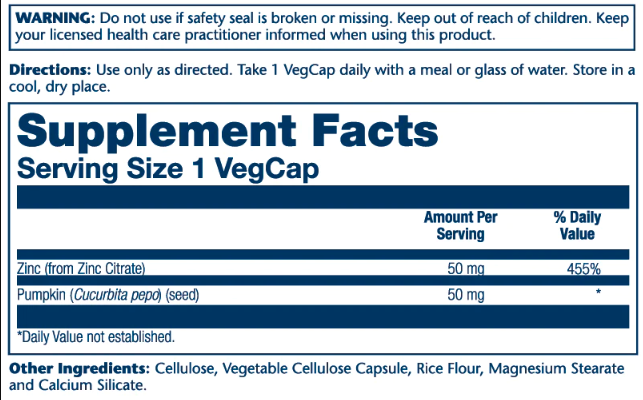 Zinc Citrate 50mg - 60 vcaps 2022-10-2448 фото