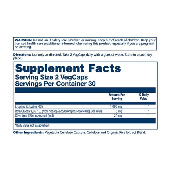 L-Lysine with Beta Glucan 1000mg - 60 vcaps 2023-10-2136 фото