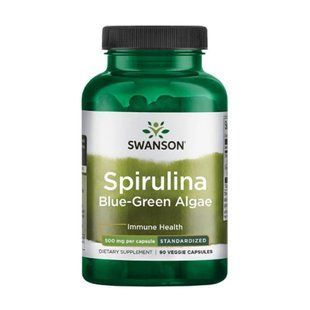 Spirulina Blue-Green Alhae 500mg - 90veg caps 100-96-7034964-20 фото