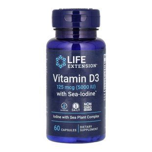 Vit D3 with Sea-Iodine&trade; 125 mcg (5000 IU) - 60 caps 2022-10-1914 фото